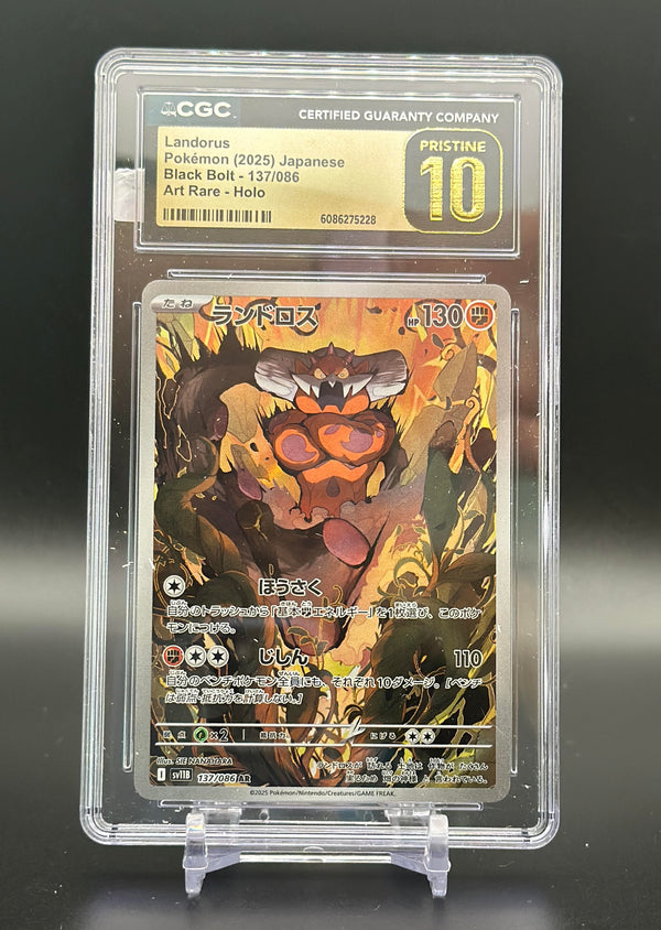 Landorus - Pokemon 2025 Japanese Black Bolt - 137/086 Art Rare - Holo CGC Pristine 10